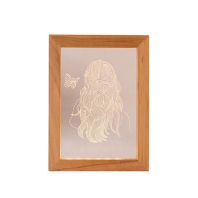 China Other China Manufacturer Customized Rectangle 3d Wooden Acrylic Led Light Photo Frame for sale