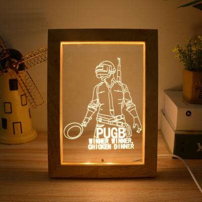 China Creative Customized USB Decoration Supply Modern Home Table Lamp 3d Illusion Acrylic Led Photo Frame for sale