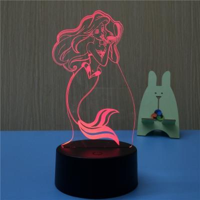 China Horse Princess 7 Decorative 3d Ultra Thin Heat Resistant Color Led Optical Illusion Lamp Light Table Lamp for sale