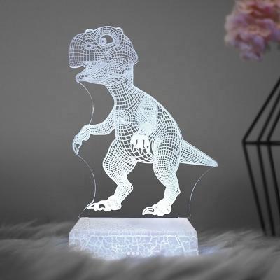 China Amazon Hot Sale New Design Decoration Acrylic Slot Base 3d White Dinosaur Led Illusion Night Lamp for sale