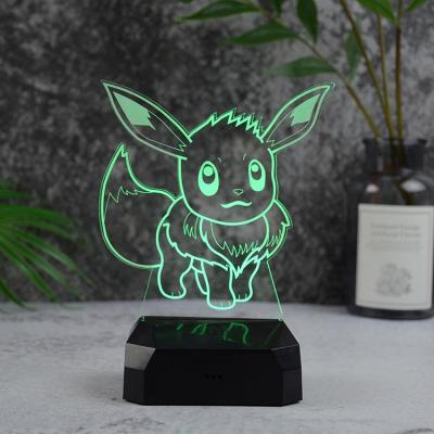 China Decoration Square Base 16 Black Colors Changing 3d Cartoon Illusion Night Lamp With Controller for sale