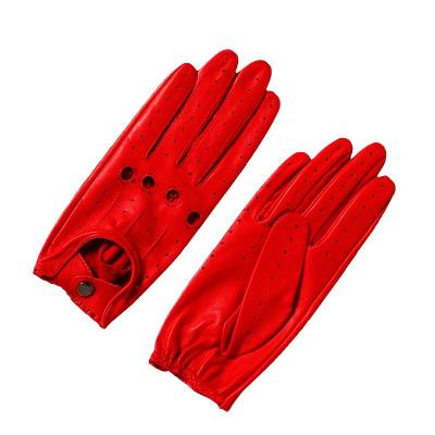 China Import Men's Fashion Red Motorcycle Gloves Wholesale Soft Full Finger Lambskin Soft Leather For Training Gloves for sale