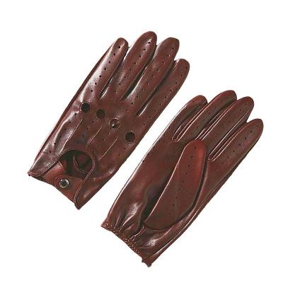 China Wholesale Best Quality Import Soft Lambskin Men's Fashion Finger Brown Motorcycle Leather Soft Gloves Full For Training Gloves for sale