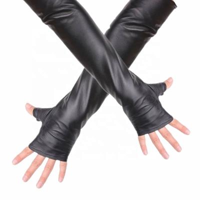 China Wholesale Soft Women's 50cm Long Black Fingerless Gloves For 100% Leather Driving Gloves Size S/M/L/XL/2XL for sale