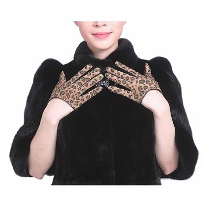 China Fashionable 100% Soft Women Style Leopard Pattern SheepLeather Gloves Evening Party Palm Gloves Size S M L XL 2XL for sale