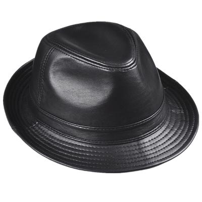 China Wholesale Character Factory Sale Black Brown Gray Men Real Sheep Leather Jazz Hat for sale