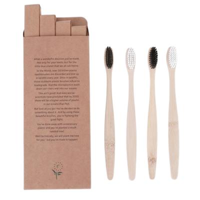 China Wholesale Customized Disposable Organic Charcoal Bamboo Toothbrush Set for sale