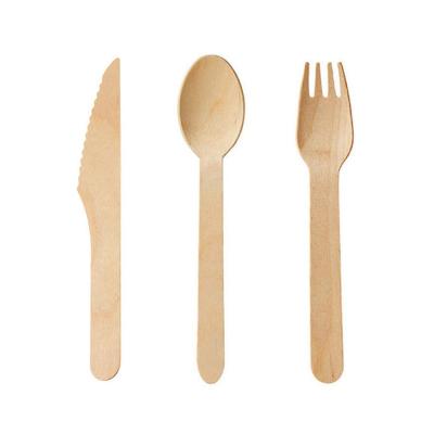 China EXW/FOB/CIF/DDP 160MM 140MM Custom Disposable Wooden Cutlery Biodegradable Cutlery Set 100MM High Quality Wooden Cutlery Set for sale