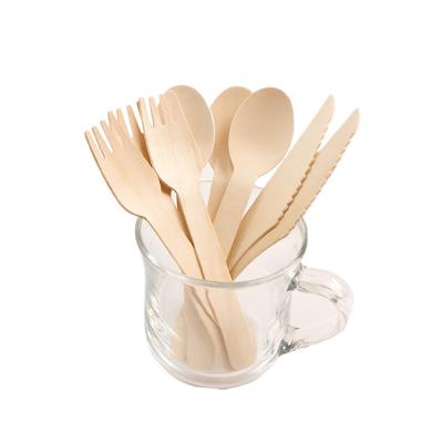 China Custom EXW/FOB/CIF/DDP Biodegradable Disposable Wooden Cutlery Set Spoon and Fork Wooden Cutlery for sale