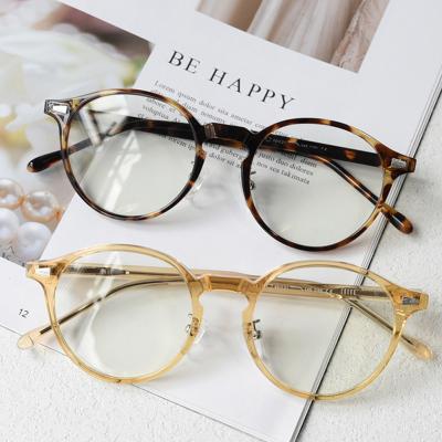 China Optical Eyewear Frames Round Retro Glasses For Women Men Retro Acetate TR90 Transparent Optical Eyewear Frames Green Light Gray for sale