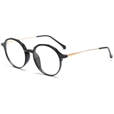 China Vintage TR90 Glass Metal Spectacle Frames Black Black Light Brown Men Metal Spectacle Frames Women Round Optical Eyewear Men Half for sale