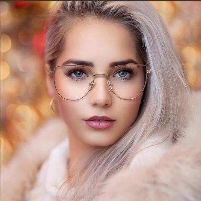 China Large Glass Frame Women Fashion Glasses Women Fashion Metal Glass Light Filter Pink White Pink Female Optical Blue Light Filter for sale