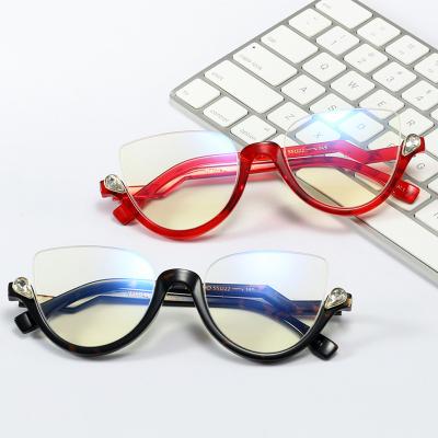 China Blue Light Anti Blocking Cat Eye Glasses Vintage Half Frame Computer Glasses Frames Women Female Blue Light Anti Blocking Glasses for sale