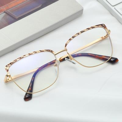 China Metal Optical Glass Frames Metal White Gold Cat Eye Cat Eye Anti Cat Eye Women Gold Glass Metal Female Optical Frames Blue Square Light Blue White for sale