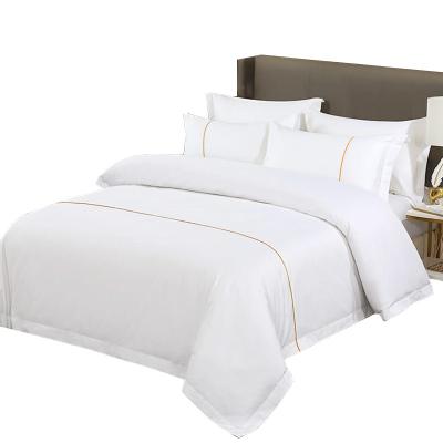 China Other Upscale60Five-star hotel fabric product cotton bedding sheet comforter cover pure white hotel bed-and-breakfast four-piece set for sale