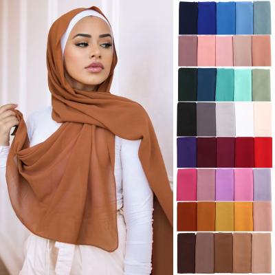 China Muslim Chiffon Hijab Wrap Scarf Hijabs Long Solid Color Women Chiffon Hijab Wrap Scarf Classic Islamic Headband Shawls for sale