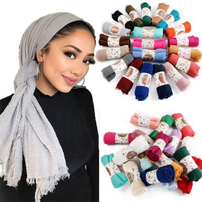 China Dress.scarf 180X90CM 66 Color Classic Crisscross Cotton Hijab Turban Muslim Scarf Simple Easy Classy Women Shawls Women for sale