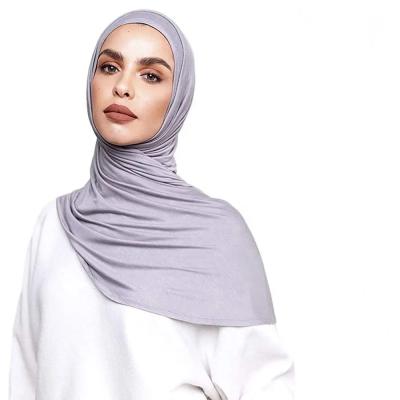 China Contracted Soft Stretchy Turban Ready Hijab Plain Colored Cotton Hijabs Tank Top Muslim Plain Scarf Shawl Wholesale for sale