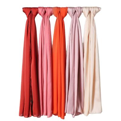 China A New Rectangle Satin Silk Hijab Women Solider Color Plain Crinkle Long Hijabs 21 Colors Women Hijab for sale