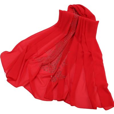 China NEW Women Dress.scarf 2021 Solid Color Rhinestone Chiffon Female Chiffon Hijab Muslim Head Scarf Bandana Shawls for sale