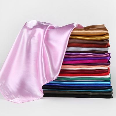 China Satin Scarf Solid Colors Hijab Canvas Scarf For Women Silk Satin Headband Hair Scarves Shawls For Lady for sale