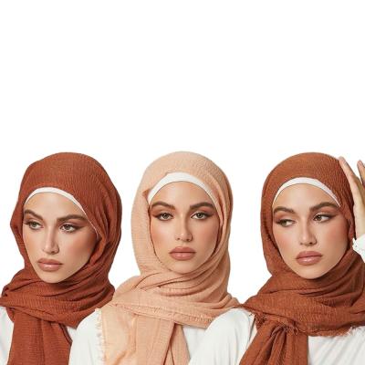 China Long 180X90CM 105 Colors Women Crinkle Crimp Cotton Turban Hijab Shawls Classic Simple Classy Muslim Muslim Scarves for sale