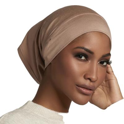 China 58cm Headband Hijab Scarves 58cm Stretch Turban Muslim Islamic Hat Soft Hood Modal Inner Hijab Female Turbante Mujer for sale