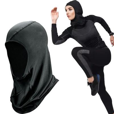 China One Piece Mesh Jersey Muslim Headscarf Hijab Scarf Women's Sports Islamic Turban Breathable Stretch Non-slip Breathable Short Women for sale