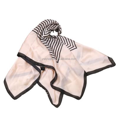 China Soft Luxury Brand Plaid Scarf Women Silk Satin Neck Hair Tie Band Square Work Neckerchife 2021 NEW Hijab for sale