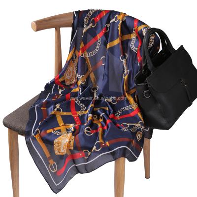 China 90x90cm silk, turkish square scarf, women's print head satin, women's scarf for sale