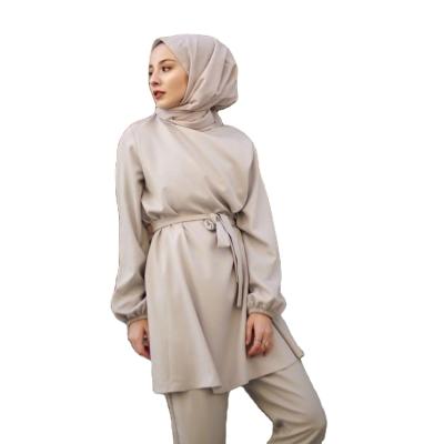 China Anti-Wrinkle Sets Two Piece Tops And Pants Women Turkey Abaya Muslim Abaya Hijab Slit Dresses Ramadan Moroccan Islamic Clothing Dress Sets for sale