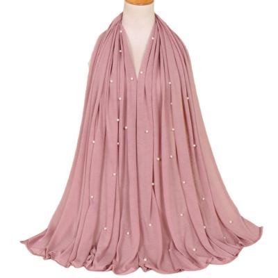 China 2020 Cotton Muslim Hijab Beads Soft Solid Arab Clothing Wrap Muslim Muslim Women Headscarf Cotton Scarf Shawl Head Scarfs for sale