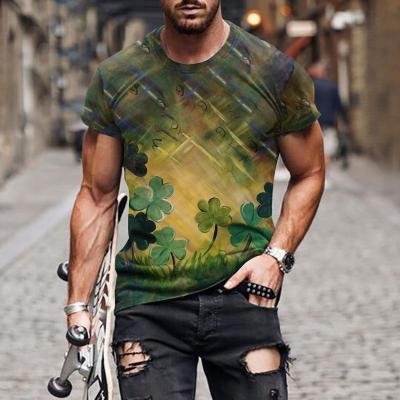 China 2023 New Cartoon Character Personality Men's Custom Logo Casual Quick Dry T-shirt Pattern Polyester Shorts QUICK DRY Green Sleeve T-shirt for sale