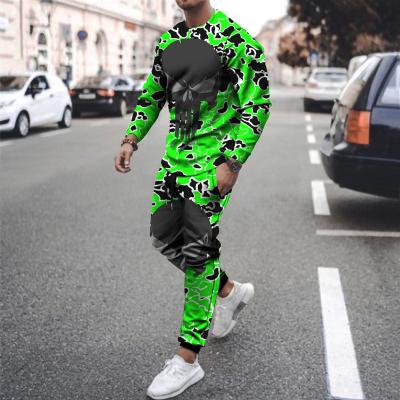 China Fashion QUICK DRY Mens Long Sleeve Tracksuit 3D Print Skull Outfits Set Casual Jogging Sports Suit Oversized Clothing Outdoor Streetwear for sale