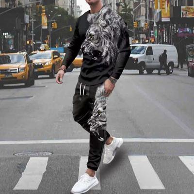 China Fashion QUICK DRY Mens Long Sleeve T-shirt Set Sports Pants New 3D Printed Casual Male Clothes Oversized Tracksuits Jogging 2 Piece Suit for sale