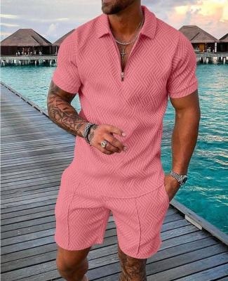 China 2023 Summer Polo Zipper Full Set Cotton QUICK DRY Clothing Sport Wear Top And Short Beach Jogger 2 Piece Tracksuit Men Sets for sale