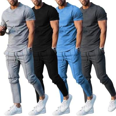 China QUICK DRY Men's Short Sleeve T-shirt&Trousers O Neck Casual Tracksuit Set For Men's Streetwear Cotton Men's Two-Piece 5 b Clothing for sale