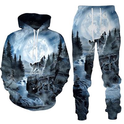 China Forest Wolf QUICK DRY 3d Printed Hoodie Suit Male Autumn Winter Casual Sweatshirts Men Tracksuit Set Fashion Mens Clothing Suit for sale