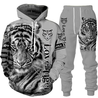 China QUICK DRY Animal Cool Women Men 3D Tiger Printed Hoodie Pants Suit 2 Piece Sportswear Tracksuit Set Autumn Winter Men Clothing for sale