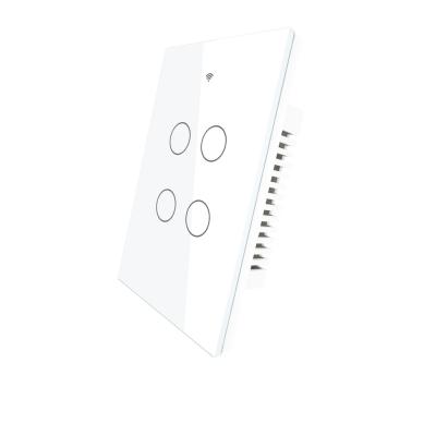 China Easy Installation Wireless WiF RF Smart Life / Tuya USA APP Remote Control 4 Band White Standard Smart Wall Switch for sale