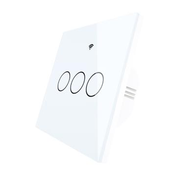 China EU Standard Remote Control Smart Switch 3 Band Touch Crystal Glass Tuya App Touch WiFi RF433 Smart Wall Switch for sale