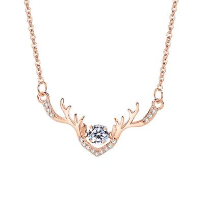 China 925 Sterling Silver CLASSIC Animated Necklace Deer Choker Necklaces For Women Christmas Gift for sale