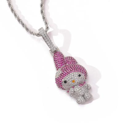 China Cute Cartoon Melody Pendants Iced Out Silver Women Necklace Hip Hop Pendant for sale