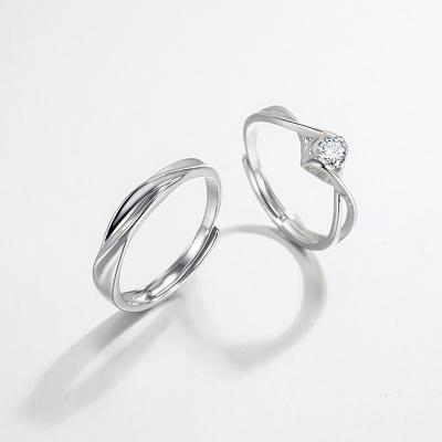 China Resizable Ring Jewelry Engagement Rings 925 Sterling Silver Adjustable Couple Rings Valentine's Day Gift for sale