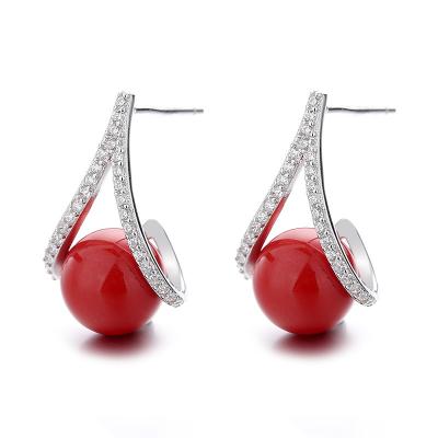 China Pearl Earrings 925 Sterling Silver White Red Pearl Earings Women Pearl Stud Earrings for sale