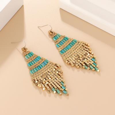 China Retro BOHEMIA Tassel Colorful Rice Beaded Earrings National Romantic Bohemian Earrings for sale