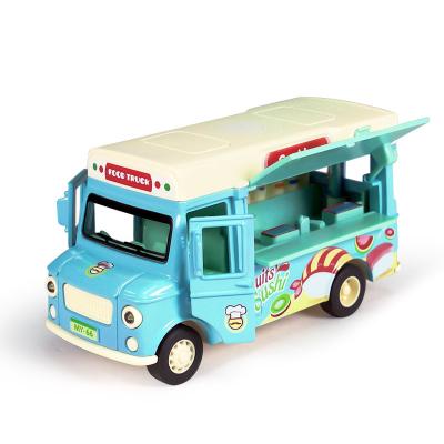 China Cute RC Hobby 1/36 Mini Alloy Dining Car Magnetic Fast FoodTruck Induction Kids Electric Car Dining Car for sale