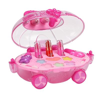 China New Design Hotsale Makeup Pumpkin Car Water Soluble Cosmetics Children's Toy Safe Makeup Set For Girls 17*9*13CM for sale