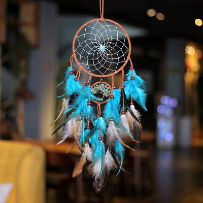 China Global Tree of Life Dream Catcher with Light Chip Crystal Stones Dreamcatcher Handmade Feather Wall Hanging Room Decor Craft Gift for sale