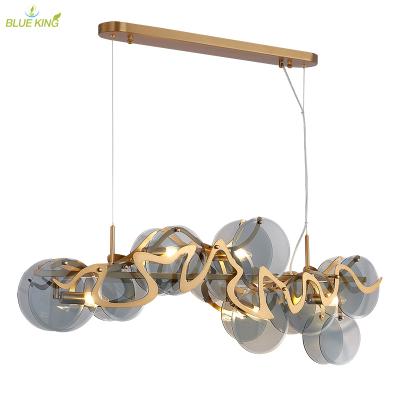 China Nice Chandelier Crystals Luxury Frosted Glass Lighting Living Room E14 Modern Light Art Modern Gold Geometric Metal Long Chandelier for sale